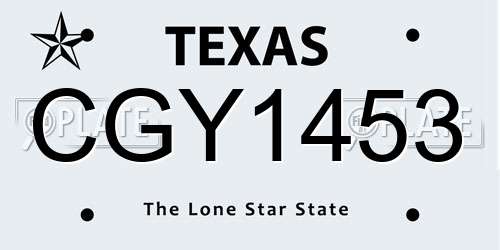 CGY1453 Texas License Plate