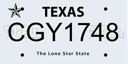CGY1748 Texas License Plate