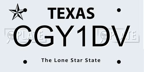 CGY1DV Texas License Plate