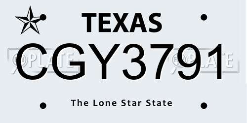 CGY3791 Texas License Plate