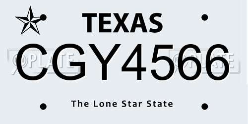 CGY4566 Texas License Plate