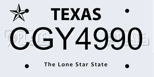 CGY4990 Texas License Plate