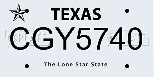 CGY5740 Texas License Plate