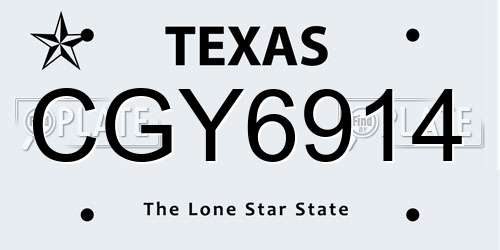 CGY6914 Texas License Plate