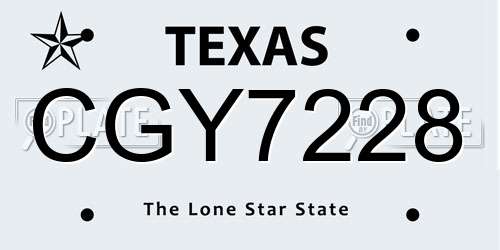 CGY7228 Texas License Plate