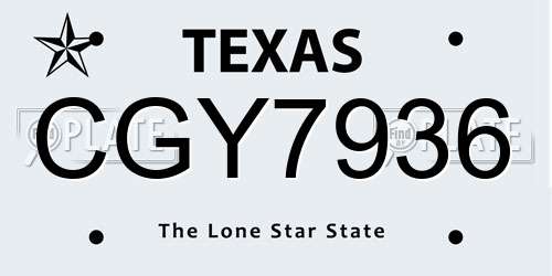 CGY7936 Texas License Plate