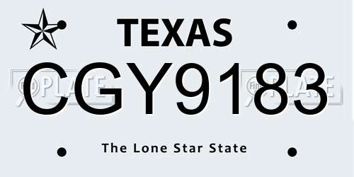 CGY9183 Texas License Plate