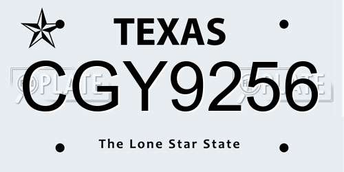 CGY9256 Texas License Plate
