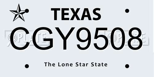 CGY9508 Texas License Plate