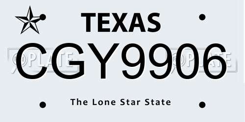 CGY9906 Texas License Plate