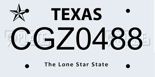 CGZ0488 Texas License Plate