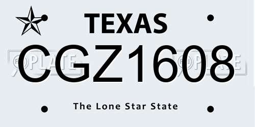 CGZ1608 Texas License Plate
