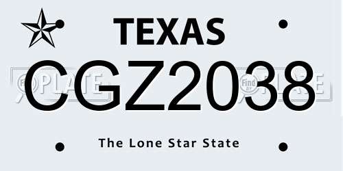 CGZ2038 Texas License Plate