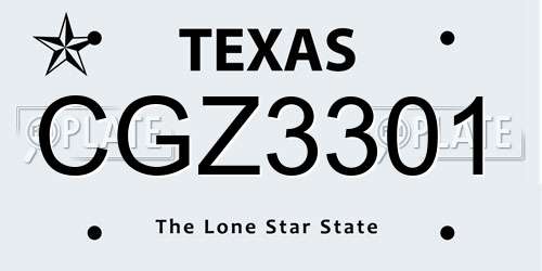 CGZ3301 Texas License Plate