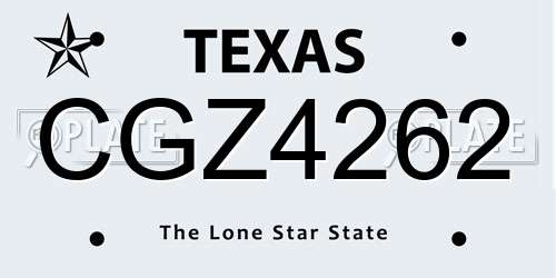 CGZ4262 Texas License Plate