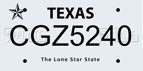 CGZ5240 Texas License Plate