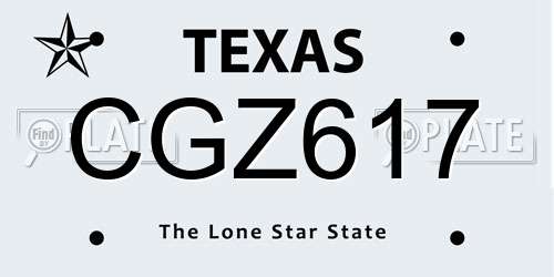 CGZ617 Texas License Plate