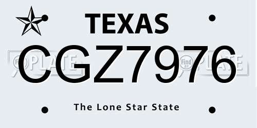 CGZ7976 Texas License Plate