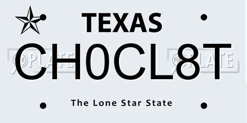 CH0CL8T Texas License Plate