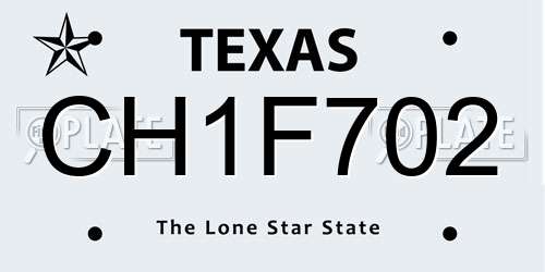 CH1F702 Texas License Plate