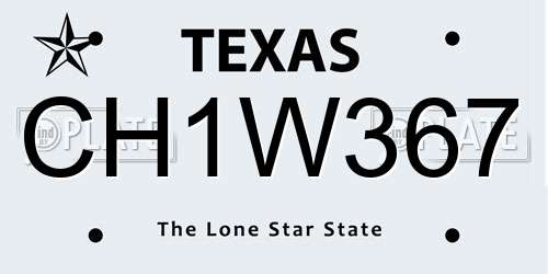 CH1W367 Texas License Plate