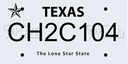 CH2C104 Texas License Plate