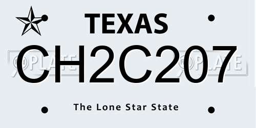 CH2C207 Texas License Plate