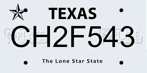 CH2F543 Texas License Plate