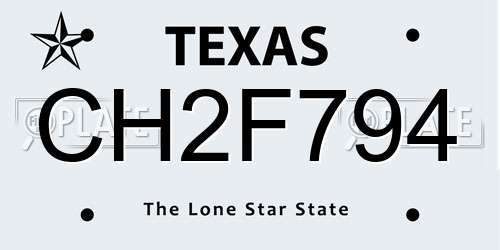 CH2F794 Texas License Plate