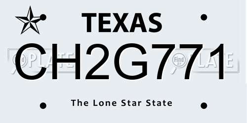 CH2G771 Texas License Plate