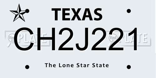 CH2J221 Texas License Plate