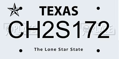 CH2S172 Texas License Plate