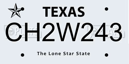 CH2W243 Texas License Plate
