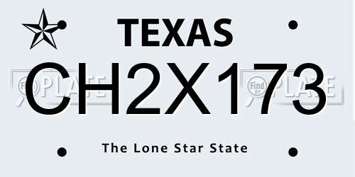 CH2X173 Texas License Plate