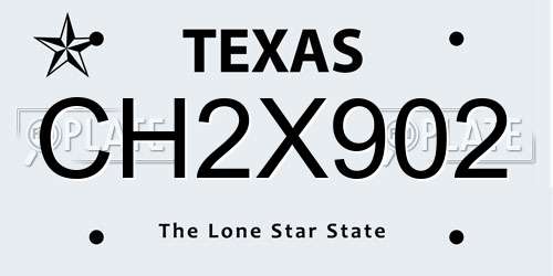 CH2X902 Texas License Plate