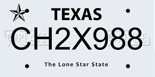 CH2X988 Texas License Plate
