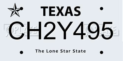 CH2Y495 Texas License Plate
