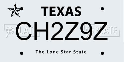CH2Z9Z Texas License Plate