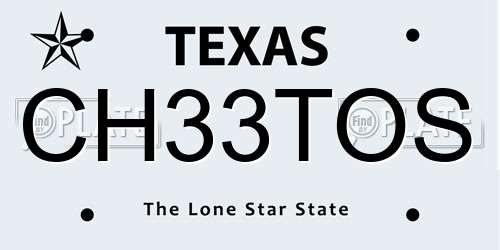 CH33TOS Texas License Plate