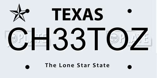 CH33TOZ Texas License Plate