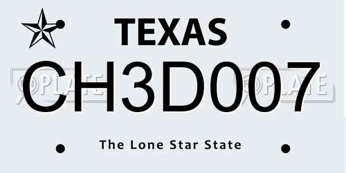 CH3D007 Texas License Plate