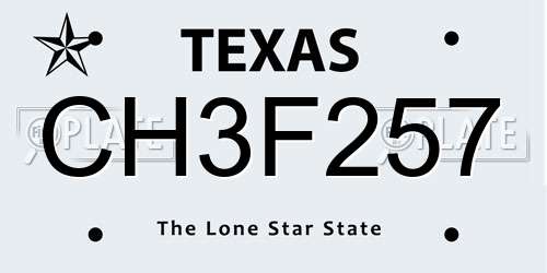 CH3F257 Texas License Plate
