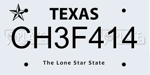 CH3F414 Texas License Plate