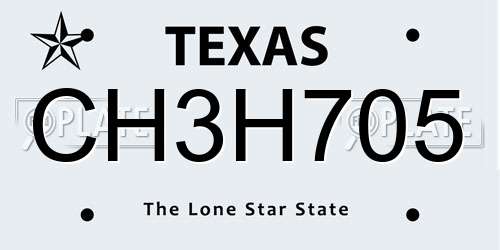 CH3H705 Texas License Plate