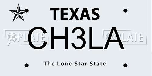 CH3LA Texas License Plate