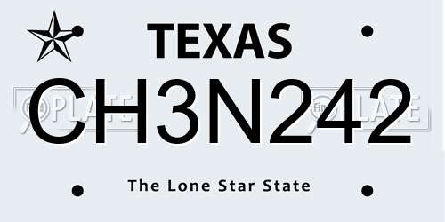 CH3N242 Texas License Plate