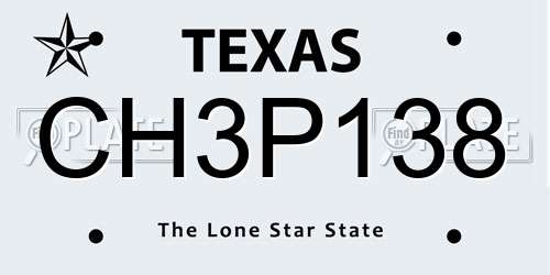 CH3P138 Texas License Plate