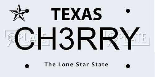 CH3RRY Texas License Plate