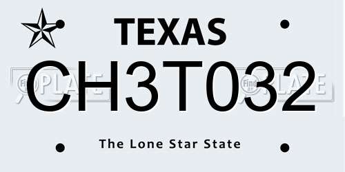 CH3T032 Texas License Plate