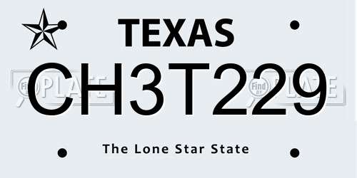 CH3T229 Texas License Plate